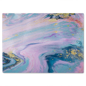 Blue  Pink Marble Glass Chopping Board