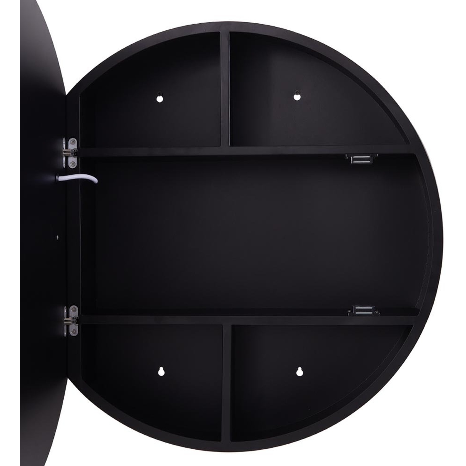 Round Anti-fog Wall-mounted Led Dimmable Mirror Cabinet - Black