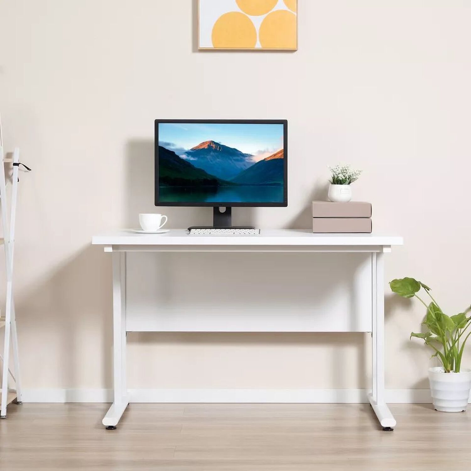 Computer Desk With Cable Hole - White