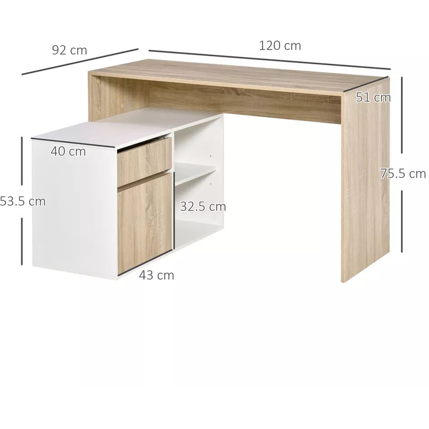 Boho Computer Desk - White And Natural