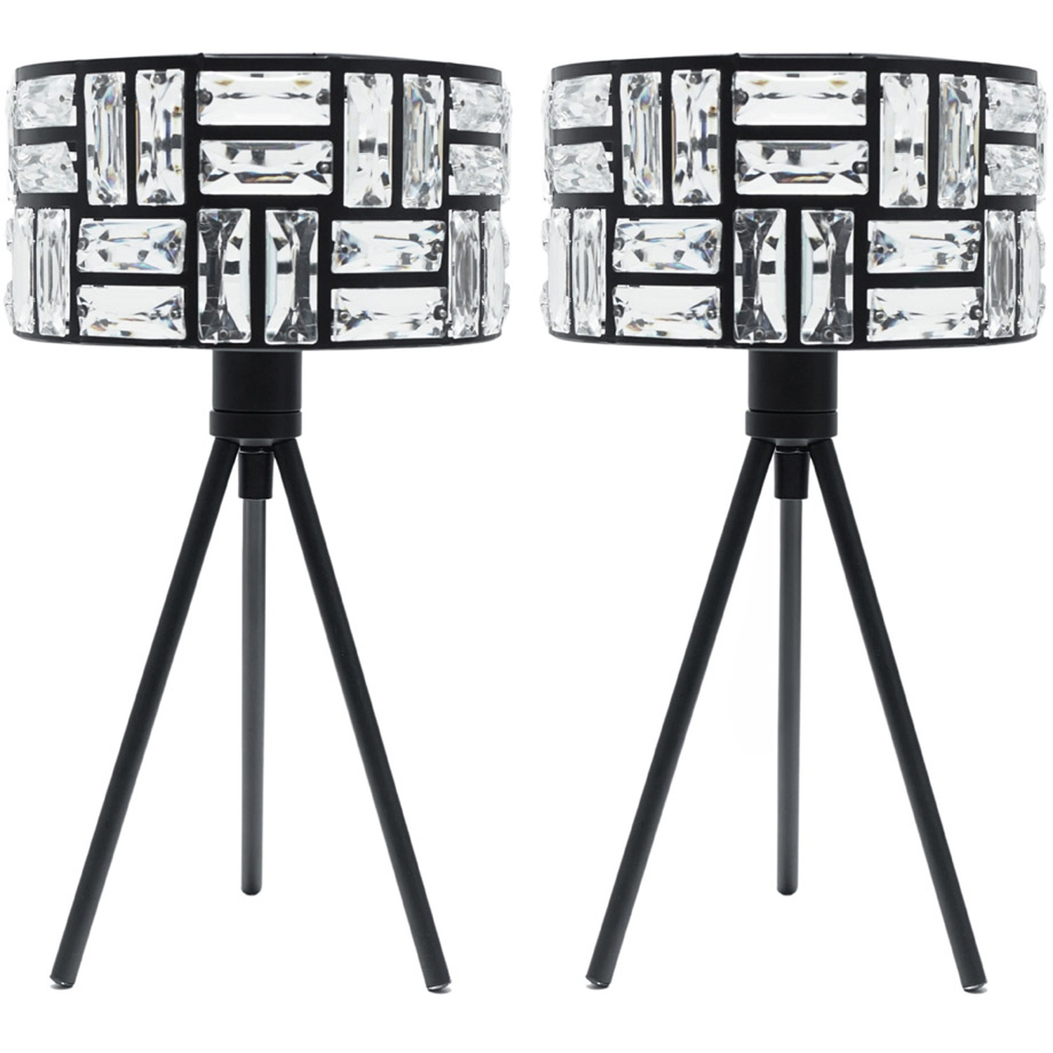 Elise Pair Tripod Table Lamp - Black / Bulbs Included