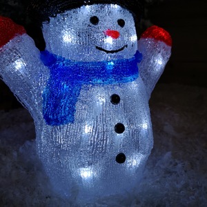 White LED Light up Acrylic Christmas Snowman Decoration shot 6642680