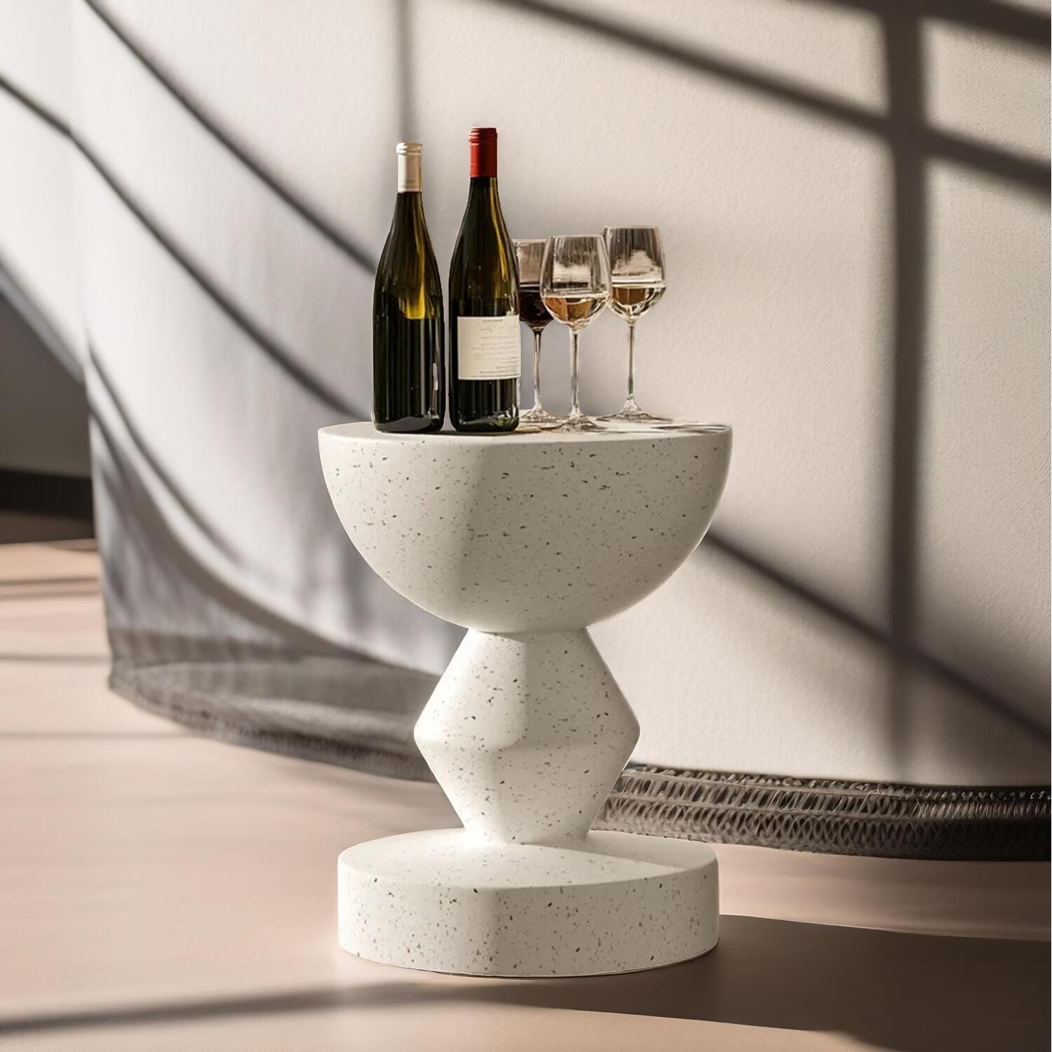 Industrial Round Concrete Indoor Outdoor Side Table Nordic - White