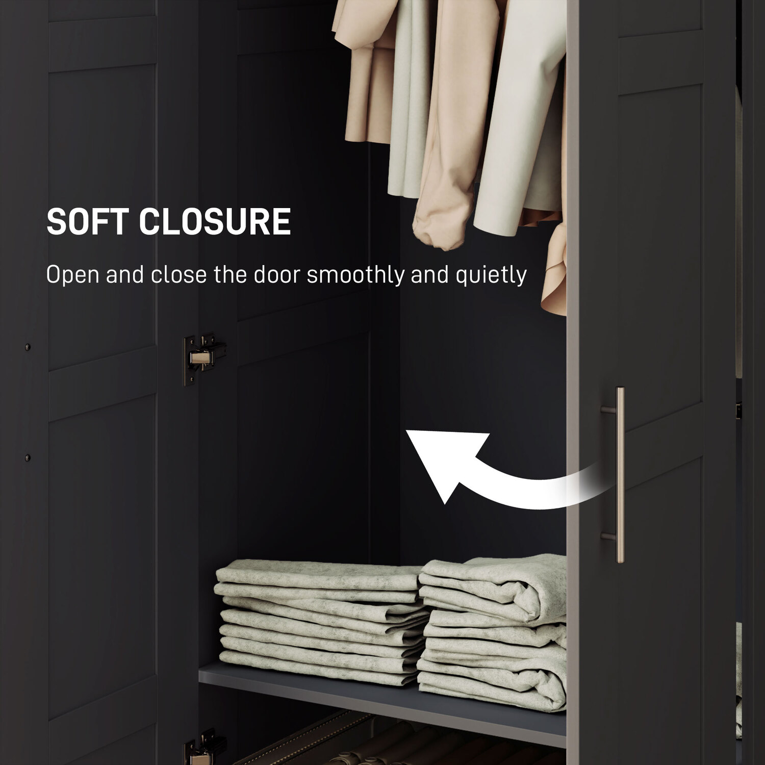 Homcom Double Wardrobe With Shelves Hanging Rail - Black