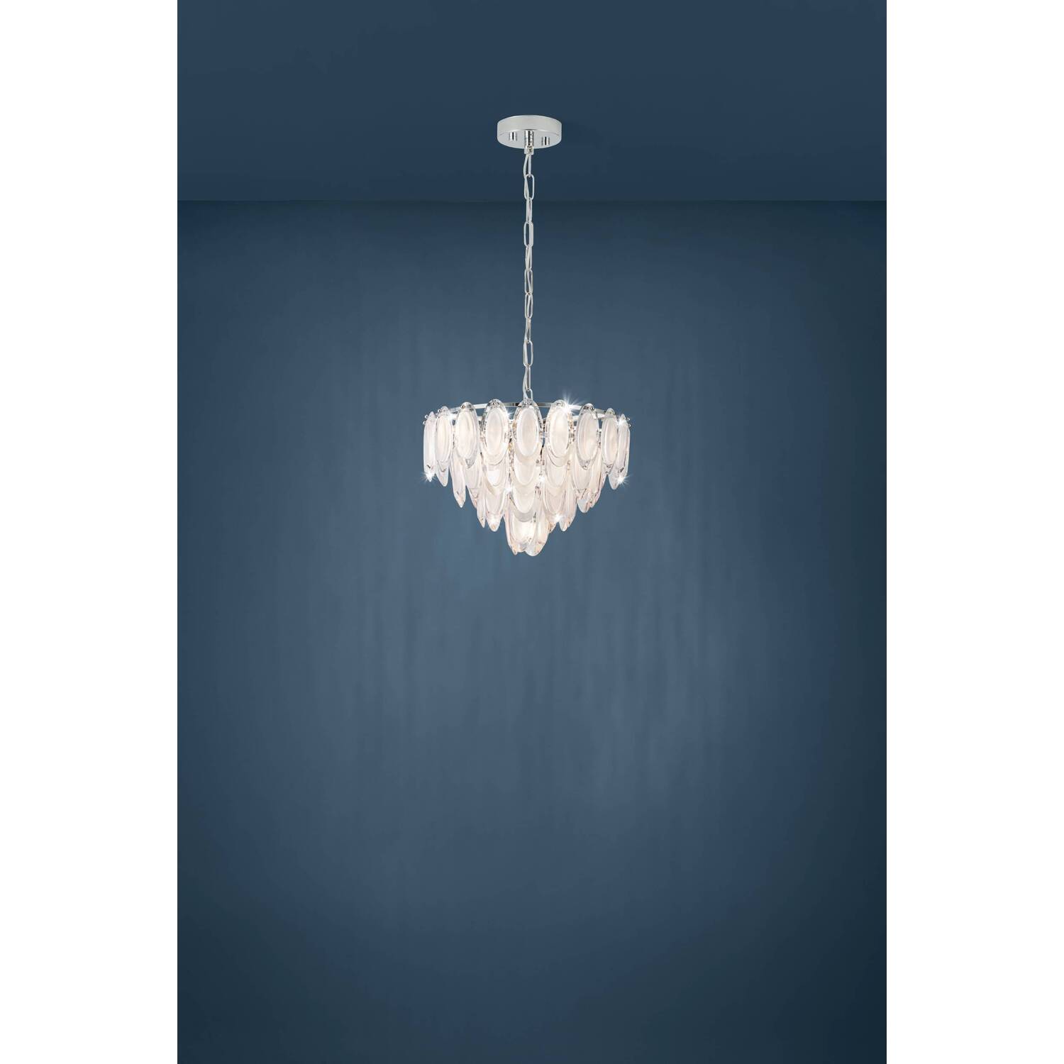 Eglo Carvario Satin Glass Pendant Chandelier Light - Chrome