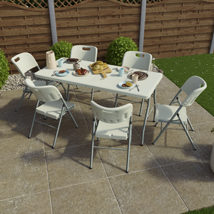 Home Vida Folding 7 Piece Table  Chair Set