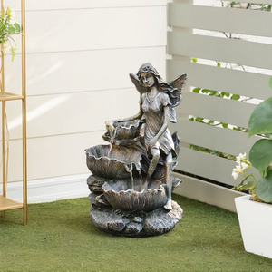 Solar Powered Garden Fountain with Fairy Statue