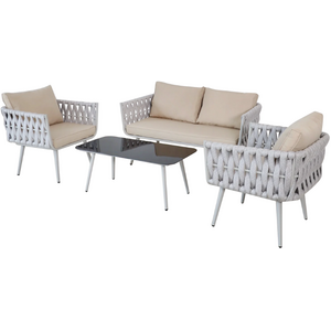 SHG Wilton Rope Design Aluminium 4 Seater Sofa Set