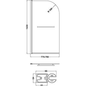 Square Bathtub Front Panel with Bath Screen Chrome Profile