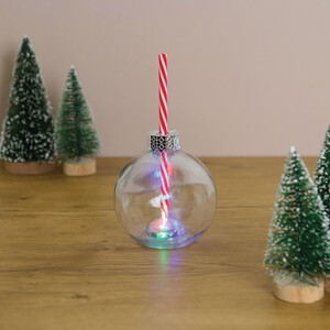 Glass Christmas Bauble Drinking Jar
