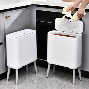 Slim Rubbish Bin with Dual Buckets and Stay-Open Lid