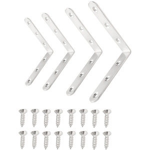 Livingandhome 4pcs L-shaped Stainless Steel Corner Brace Set