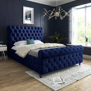 Nestling Sleigh Upholstered Velvet Bed Frame