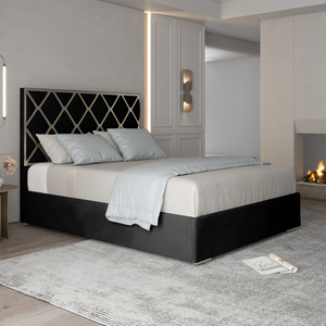 Repose Upholstered Velvet Metal Bed Frame