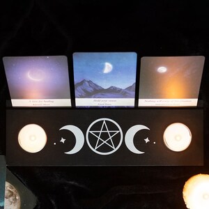 Triple Moon Tarot Card Stand With Tealight Holders