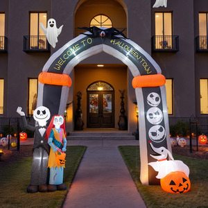 Halloween Giant LED Inflatable Archway with Jack Skellington and Sally
