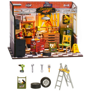 Garage Workshop, LED Light Decorative Wooden Craft for Children