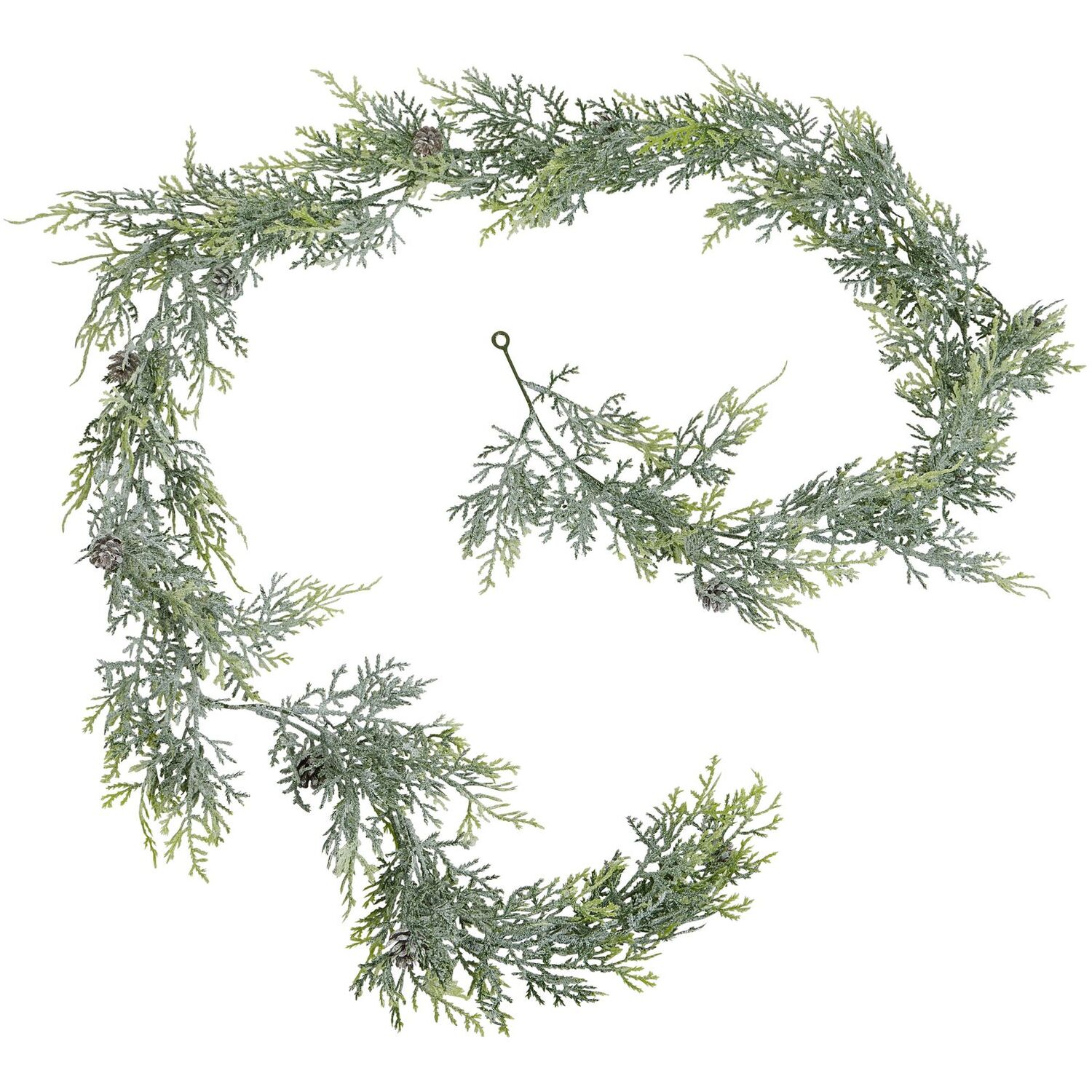 Frosted Pine Garland With Pinecones - White