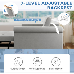 HOMCOM Convertible Pull Out 2 Seater Sofa Bed with Adjustable Backrest
