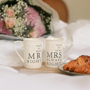 2pc 25th Anniversary New Bone China Mug Set - 300ml
