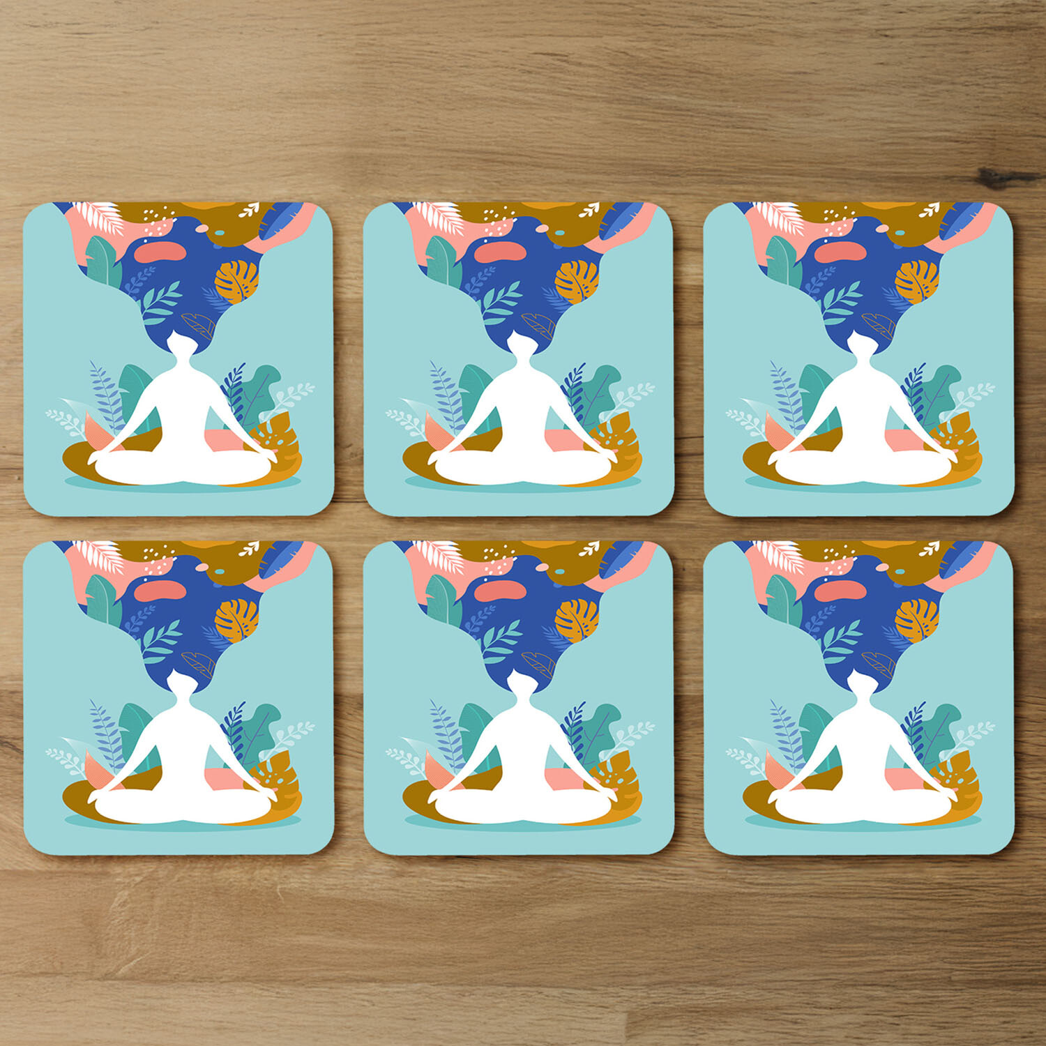 mindfulness, meditation and yoga Designer Coaster Set - Green