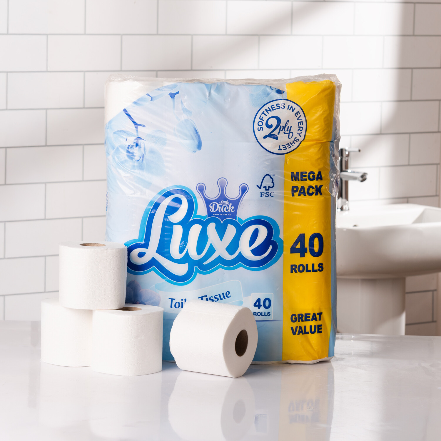 Pack of 40 Little Duck Luxe Toilet Tissue 2 Ply