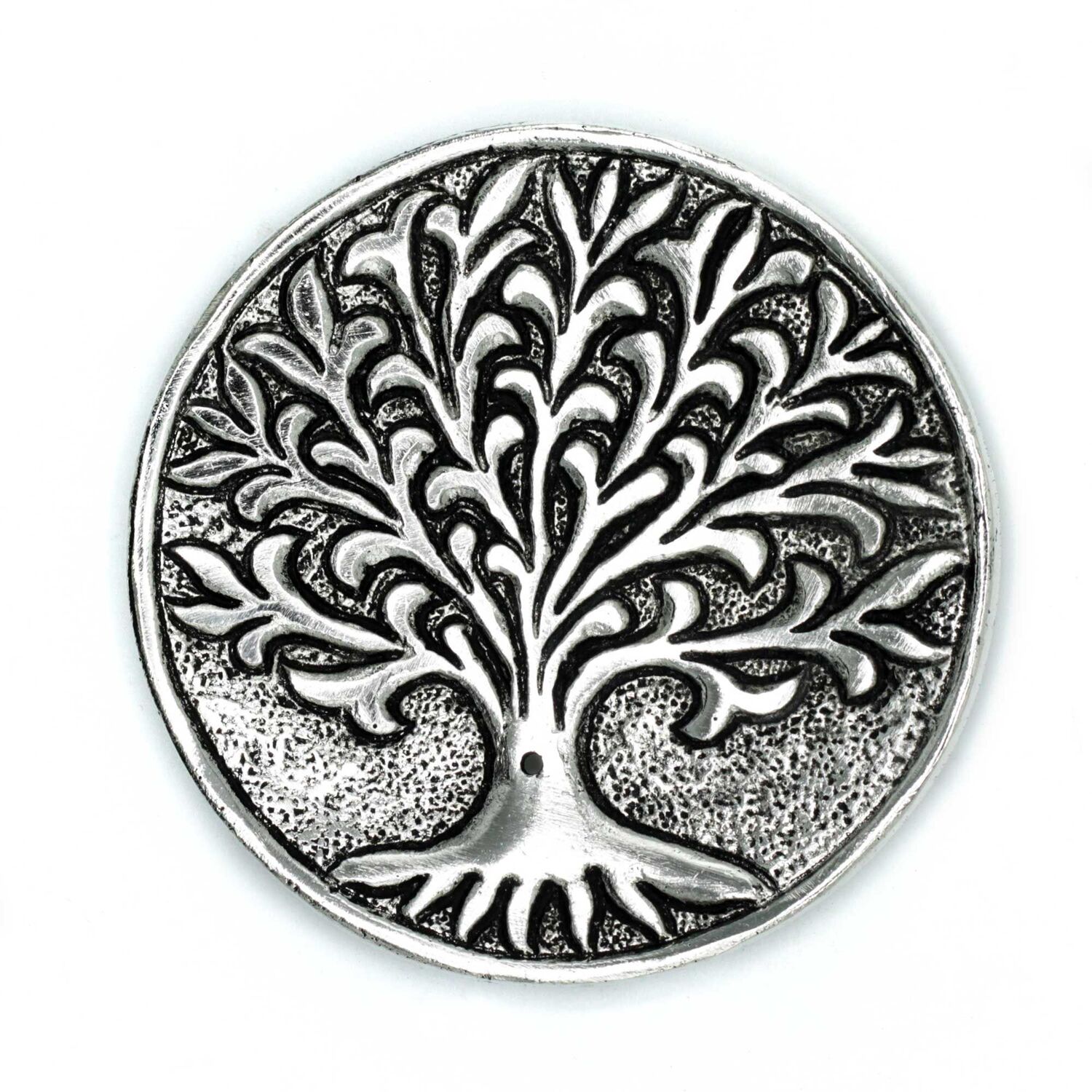 Polished Aluminium Tree Of Life Incense Holder 10cm - Silver