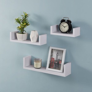 Set of 3 Floating Wall Shelves White