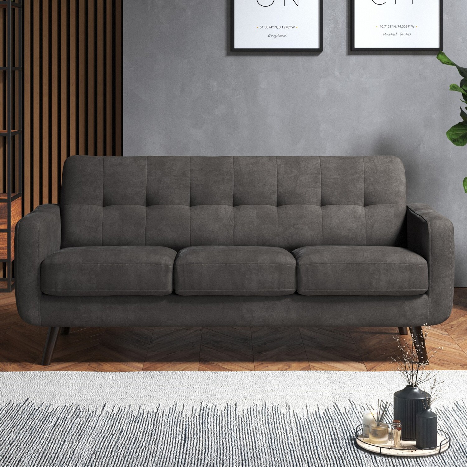 The Daney 3 Seater Sofa - Graphite