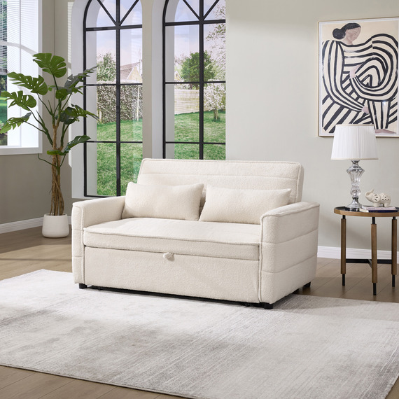 Jasper Sofa Bed Pull Out Clic Clac 2 Seater in Boucle