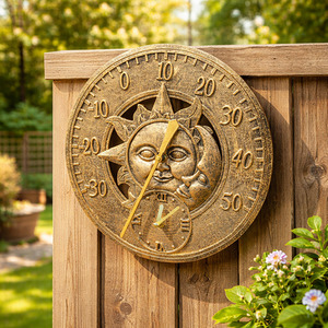 Sun and Moon Bronze Effect Wall Clock