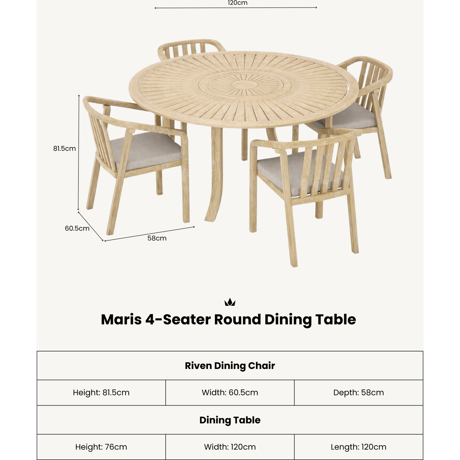 Maris Round Dining Table - Natural