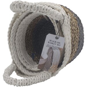 Seagrass Basket Set Grey, Natural White Stylish Home Organizer