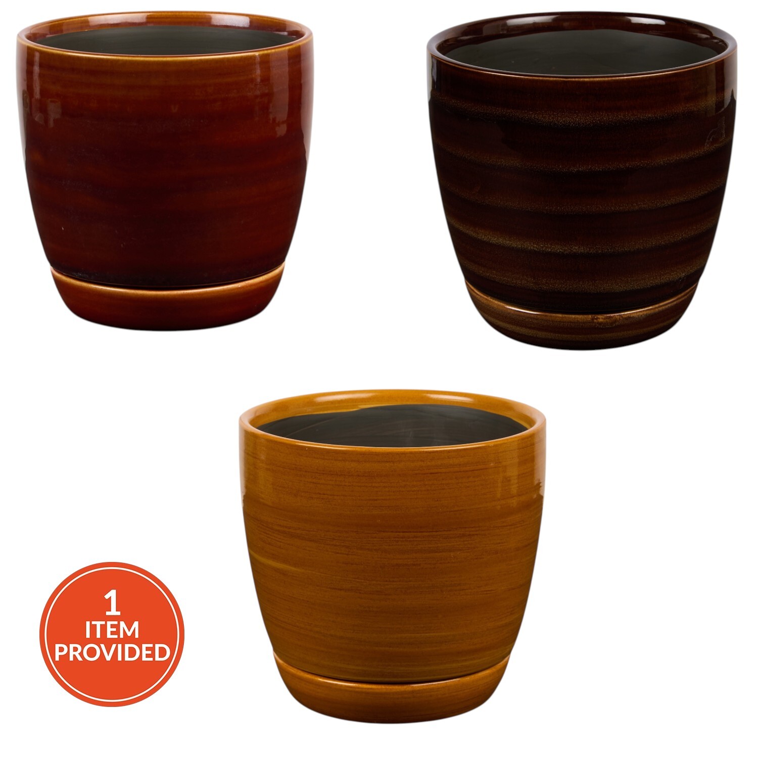 Glazed Plant Pot with Saucer