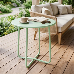 Outsunny Metal Garden Side Table, 48 cm Round Outdoor Table