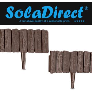 Lawn Edging Border Garden Palisade with Wood Bark Effect with Ground Stakes