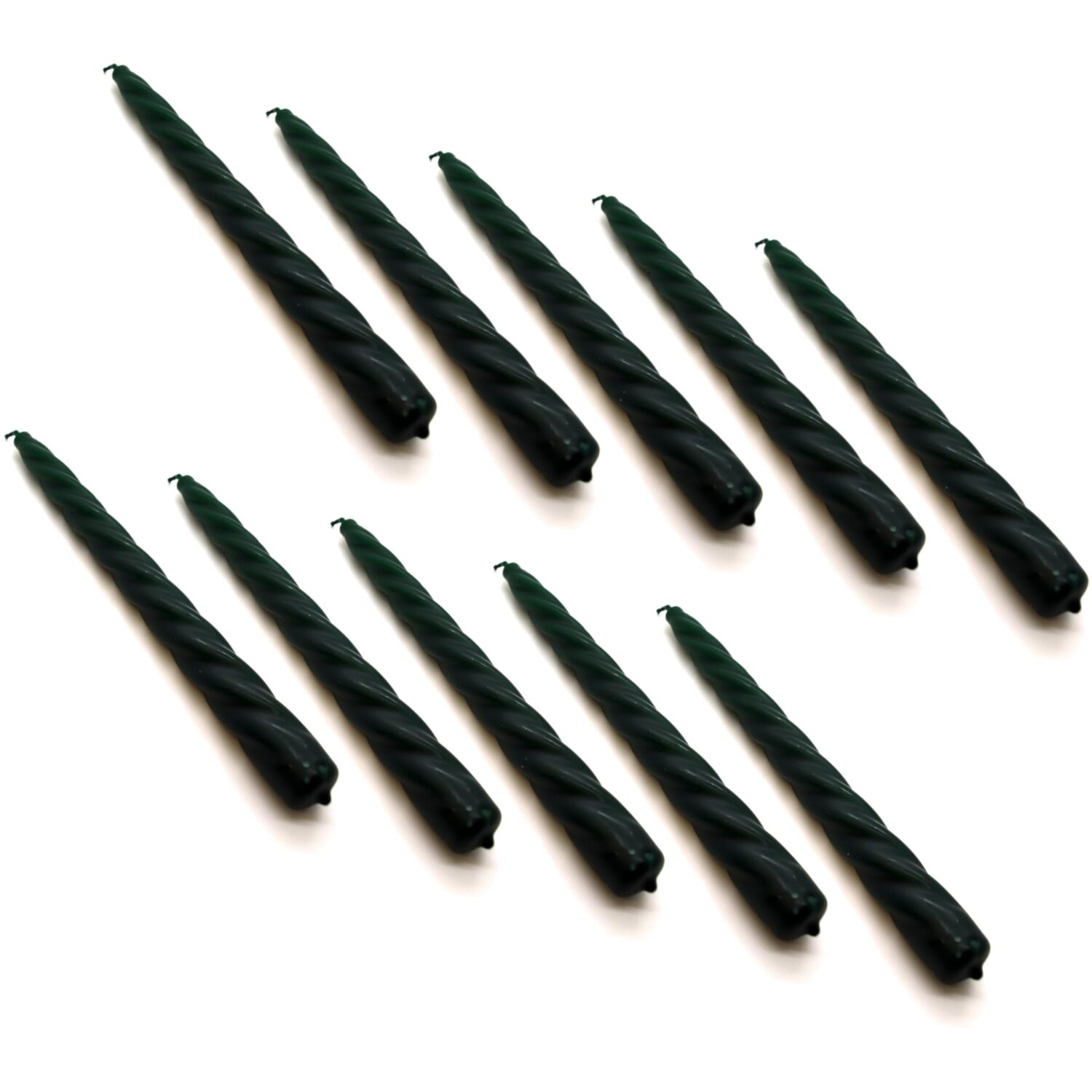 Spiral Dinner Candles, Pack of 10, Decorative Household Candles, 23 cm - Green - Green