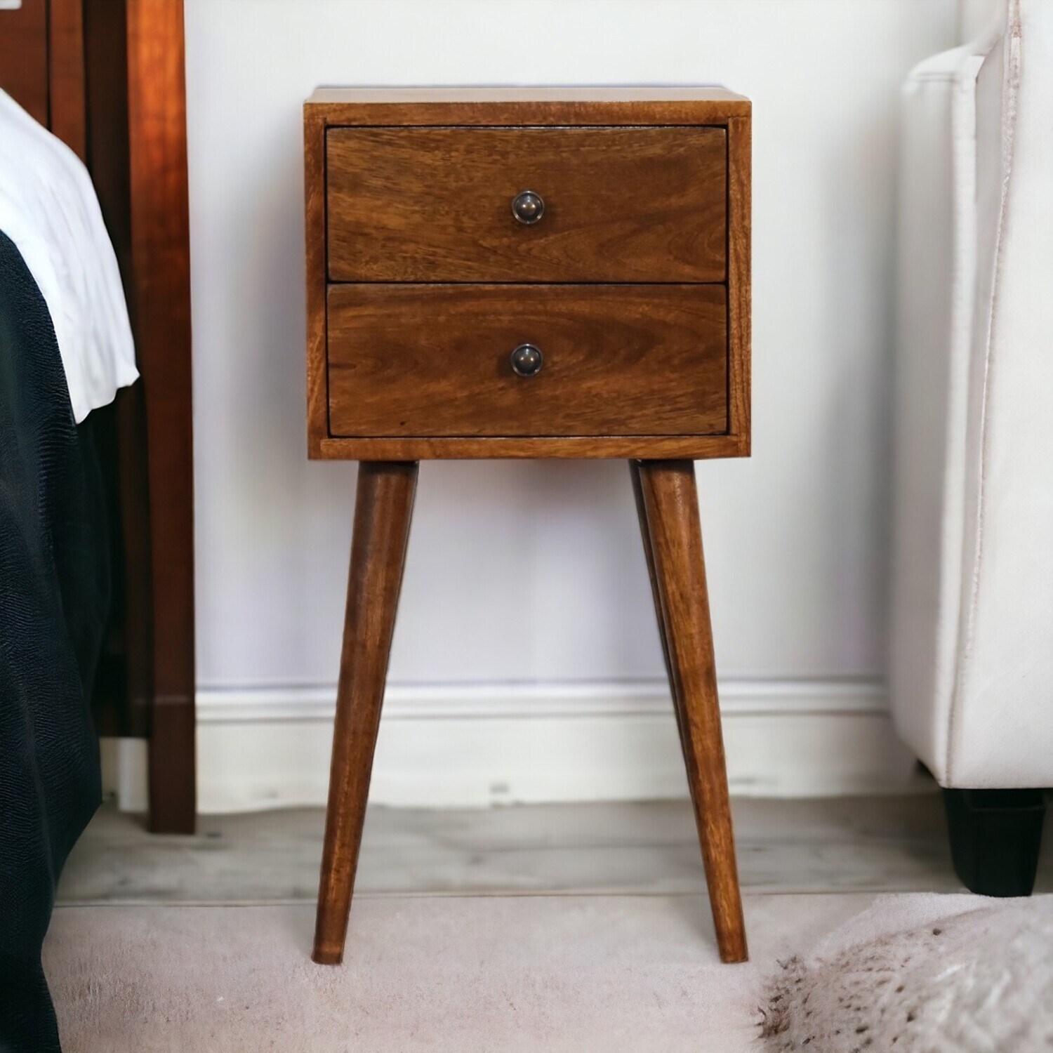 Artisan Furniture Solid Wood Mini 2 Drawer Chestnut Bedside - Brown