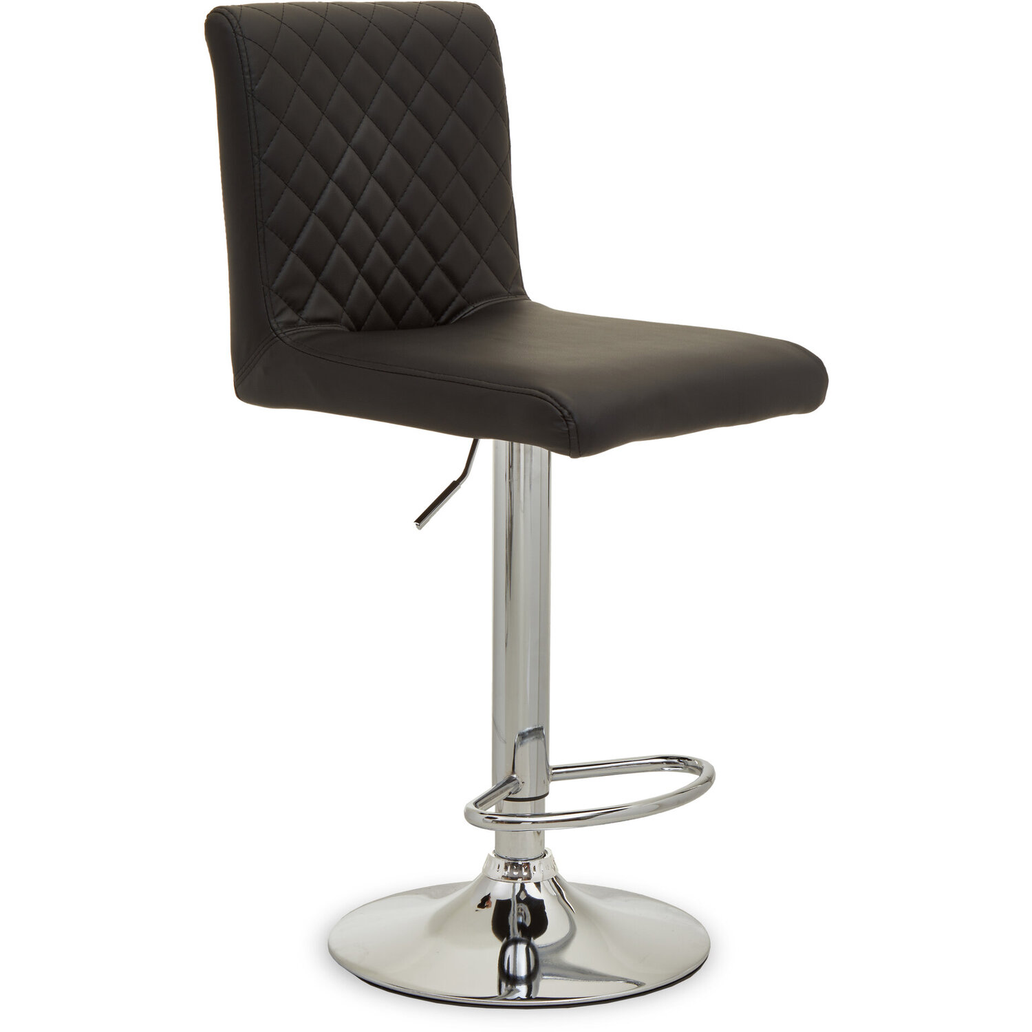 Baina Black And Chrome Bar Stool With Round Base - Black