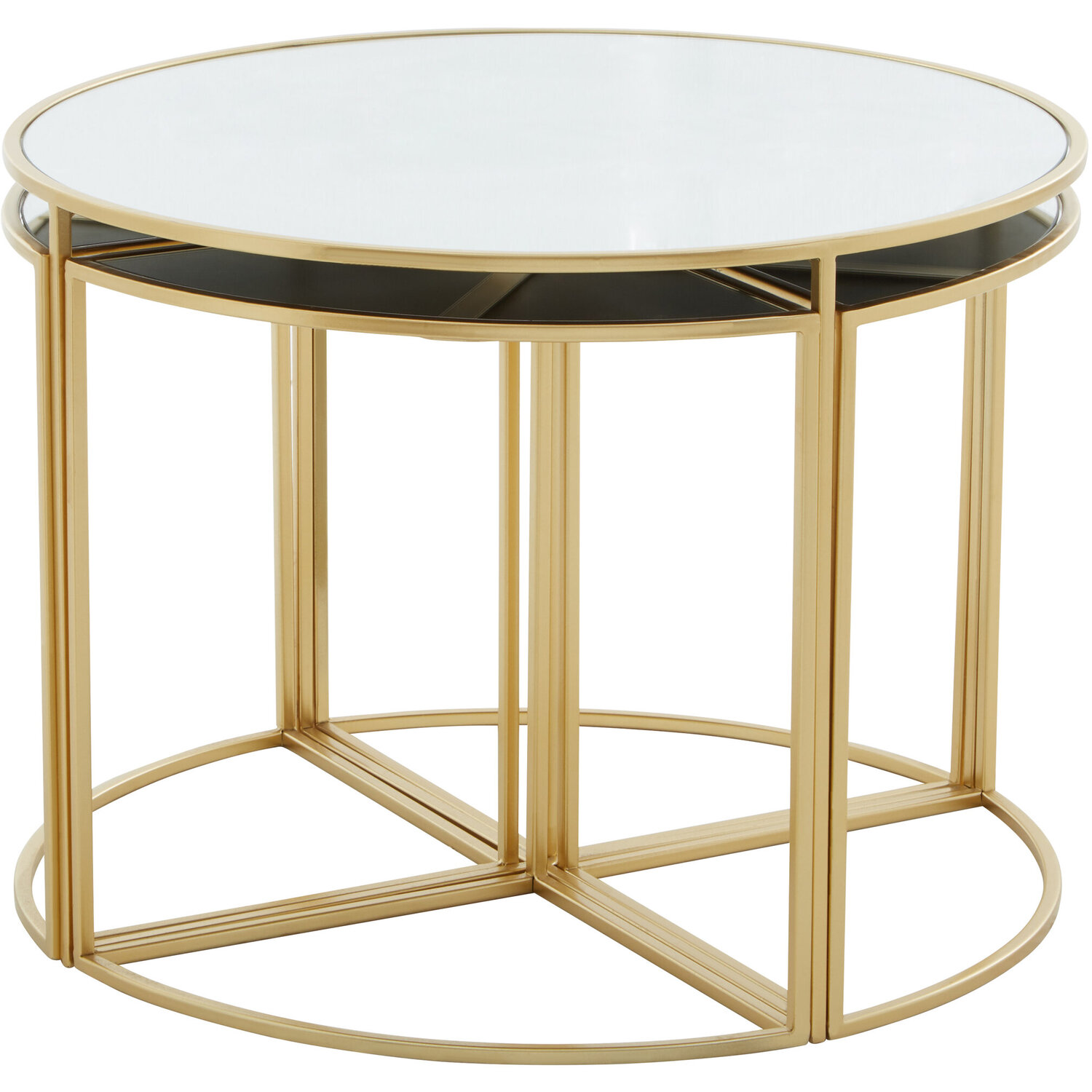 Jolie 5 Piece Set Mirrored Top Coffee Table with Nesting Tables - Gold