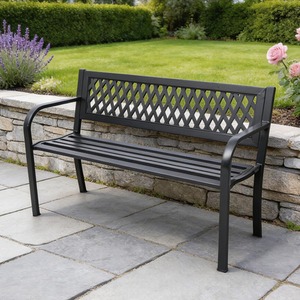 Lara Black Metal Lattice Back Design Garden Bench