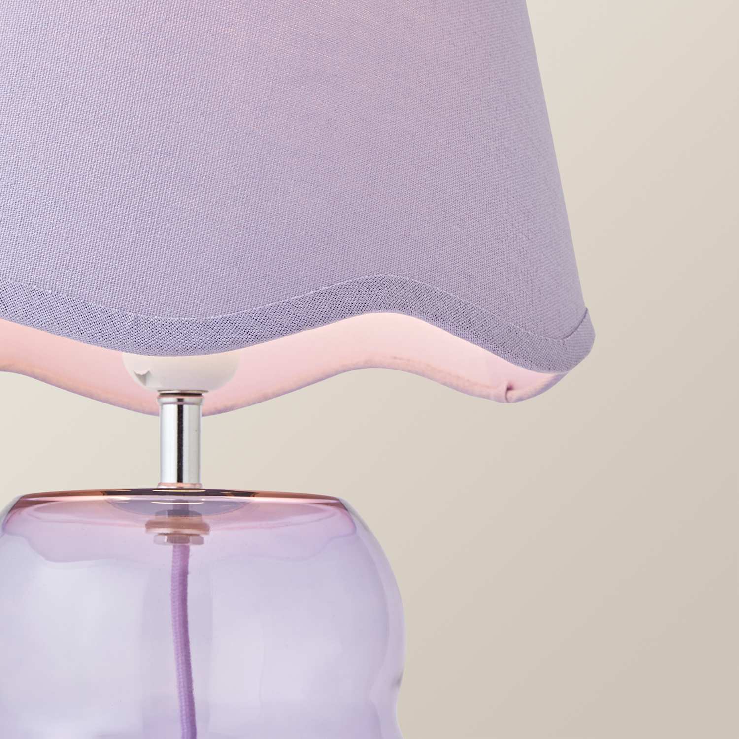 Valuelights Unisex Lilac Lolly Glass Bubble Table Lamp With Scallop Shade And Bulb - Image 2