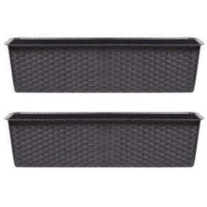 Ratolla Rattan Balcony Planter - 14.5x78.3x17.3 cm - Brown - Set of 2