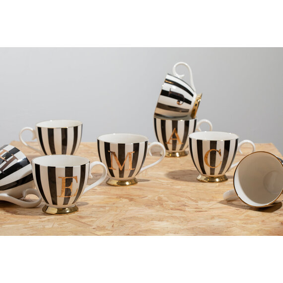 Duchess Black and White Monogram Mug, K
