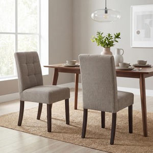 Harrington Pair of Mocha Weave Waffle Back Dining Chairs  Walnut Legs
