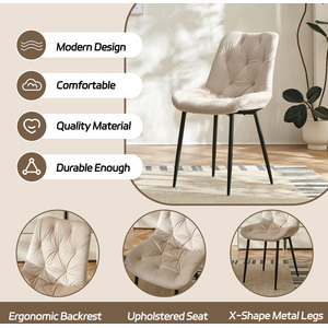 Set of 4 Velvet Dining Chairs with Ergonomic Upholstered Seat --Green