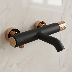 Black/Rose Gold Brass Bath Mixer Tap Bathroom Basin Faucet Engraved Handle
