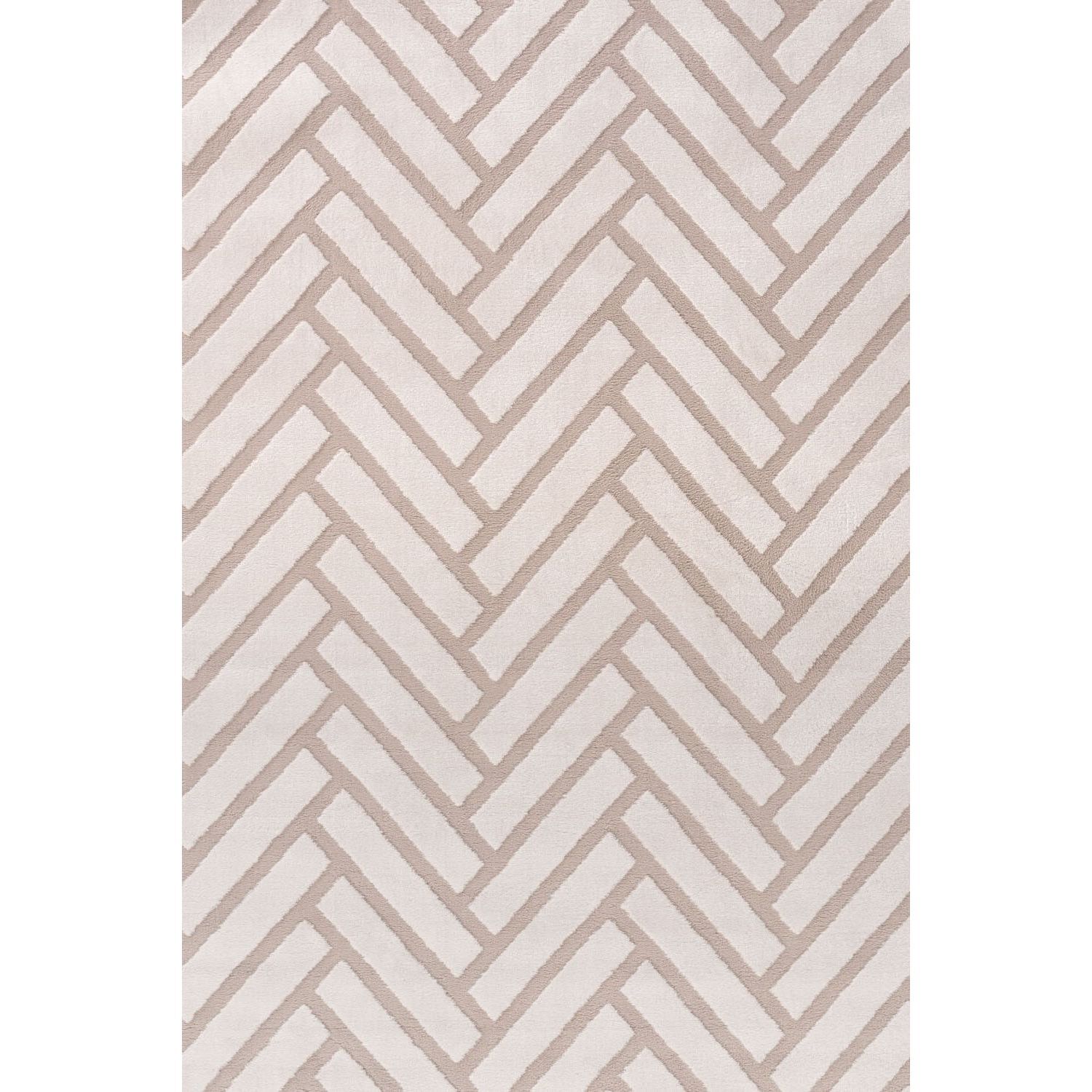 THE RUGS Living Room Rug, Loft Collection – Modern Textured 14mm Soft Pile Area Carpet, Non-Shedding & Easy Care [ Chevron Beige, 80x150 cm] - Image 3
