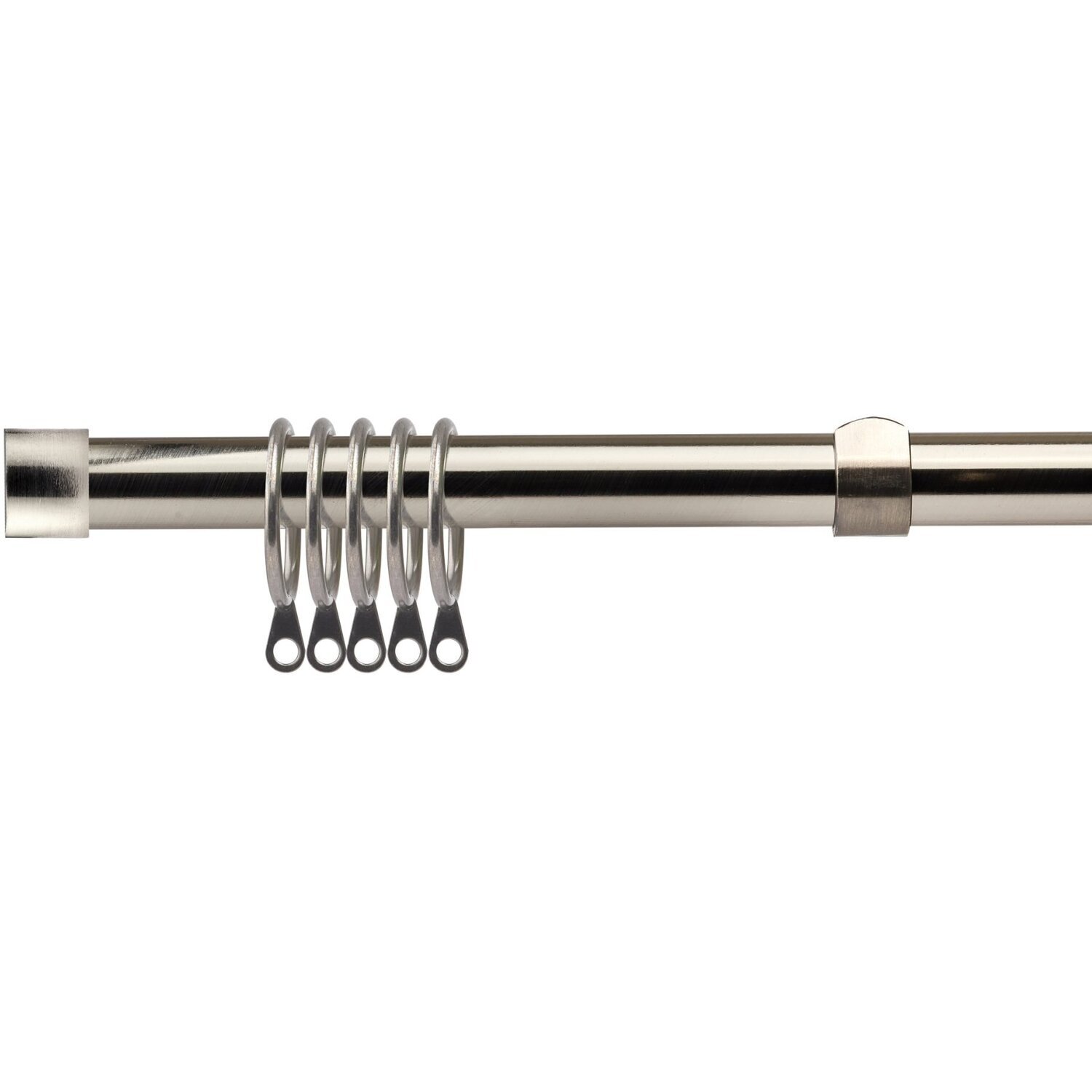 16-19mm Fenton Extendable Durable Metal Curtain Pole Set - Brushed Silver / 120cm