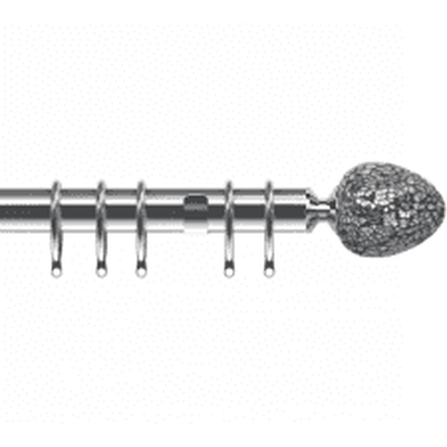 25-28mm Alexia End Chrome Metal Curtain Pole Set - Chrome / 170cm
